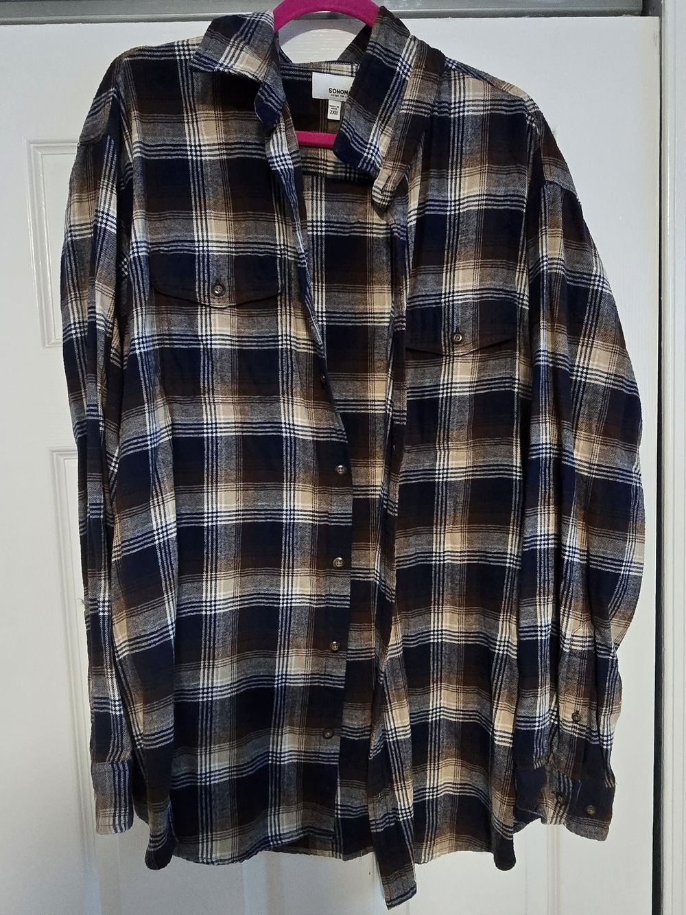 Sonoma Black and Brown Plaid Button-Up Shirt